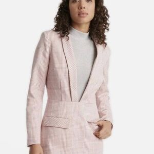 The Office Siren, Pink Tweed Blazer Mini Dress